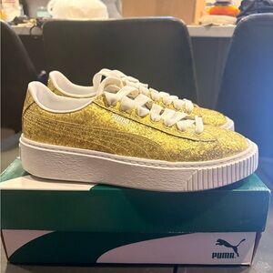 PUMA Women's Glitter Gold Sneakers